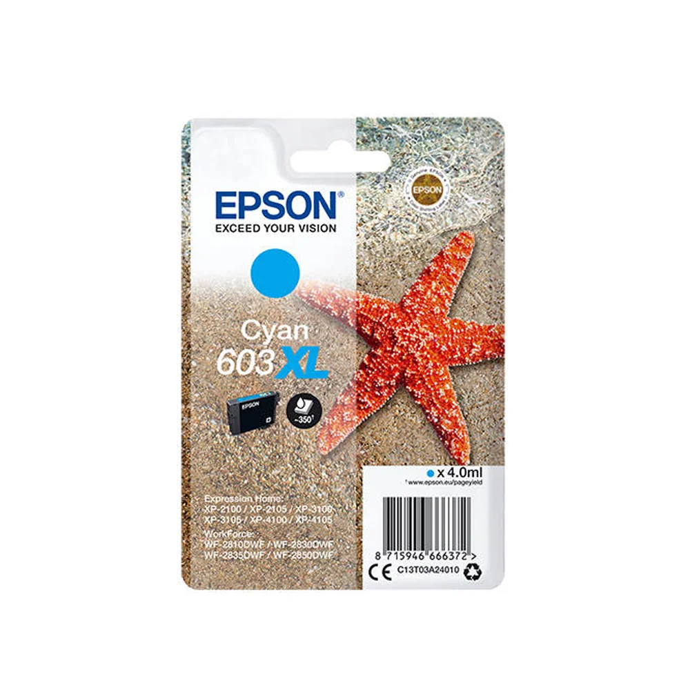 Φωτογραφία προϊόντος: Epson Μελάνι Inkjet 603XL Cyan (C13T03A24010) (EPST03A240)