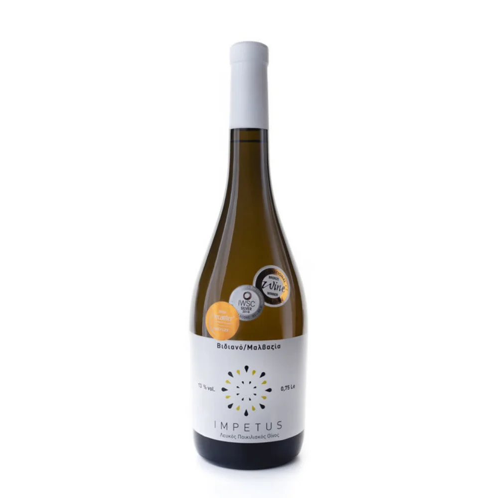 Φωτογραφία προϊόντος: Impetus Titakis Wines, 2019, ΛΕΥΚΟΣ, 750ml, Ξηρός Οίνος, Ποικιλία Βιδιανό, Μαλβαζία, Κρήτη