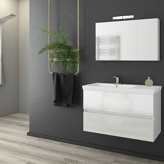 Φωτογραφία προϊόντος: Drop LUXUS 85 White έπιπλο μπάνιου κρεμαστό με καθρεπτη ντουλάπι 5ΡLΧ085WH