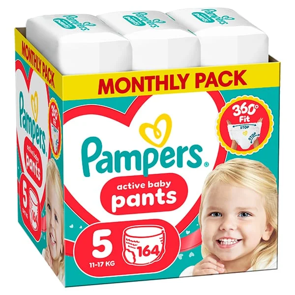 Φωτογραφία προϊόντος: PAMPERS Πάνες Βρακάκι Νο5 (11-17kg) 164τμχ Monthly Pack