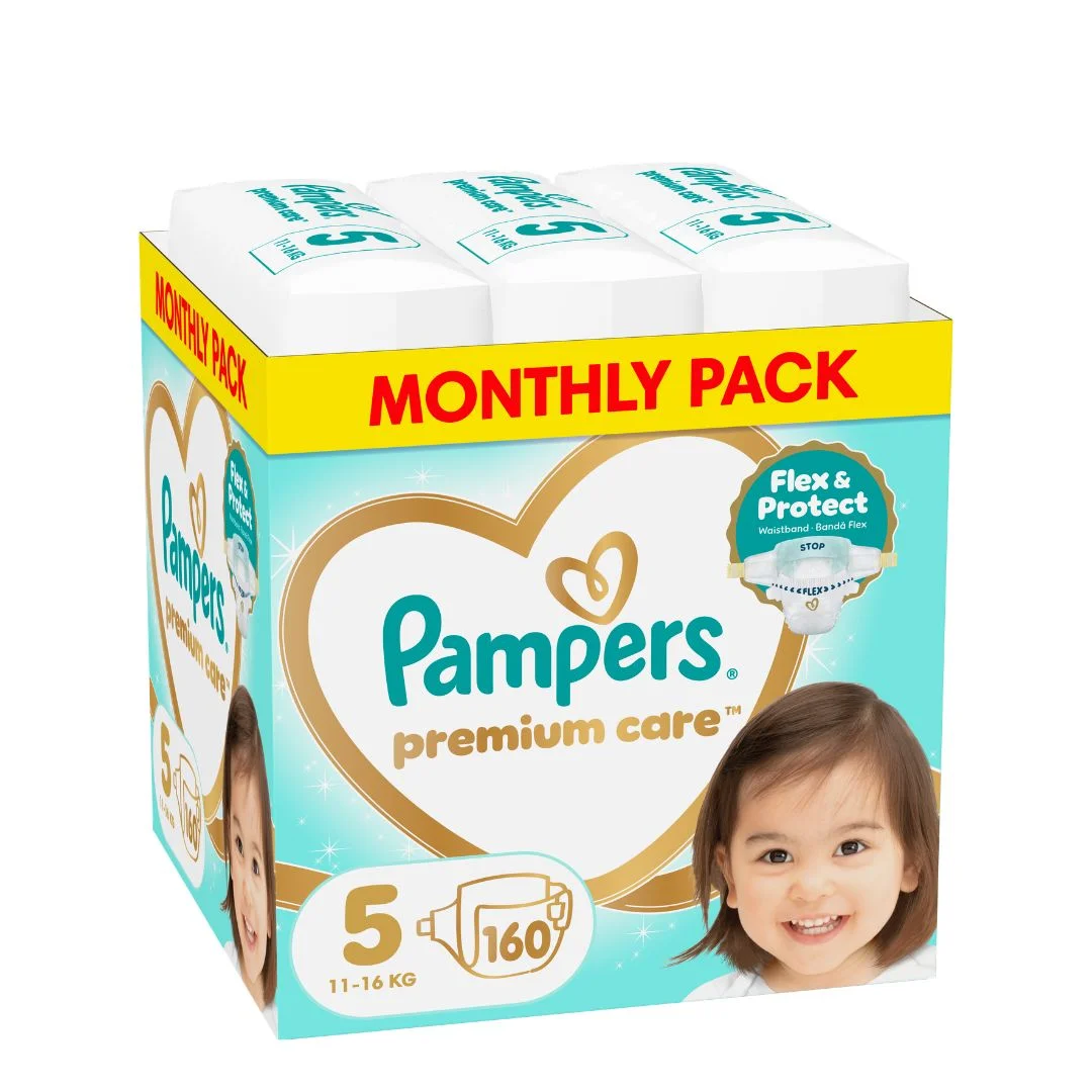 Φωτογραφία προϊόντος: PAMPERS Premium Care Πάνες Νο5 (11-16Κg) 160τμχ Monthly Pack