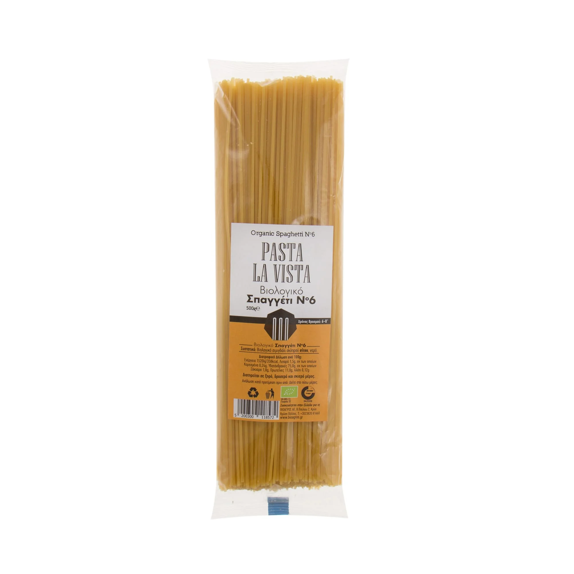 Φωτογραφία προϊόντος: Βιο Αγρός Σπαγγέτι Pasta La Vista No. 6 ΒΙΟ 500 γρ.