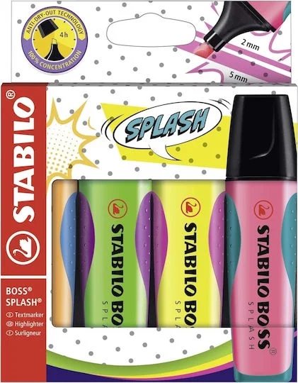 Φωτογραφία προϊόντος: ΜΑΡΚΑΔΟΡΟΙ STABILO BOSS SET/4τεμ SPLASH