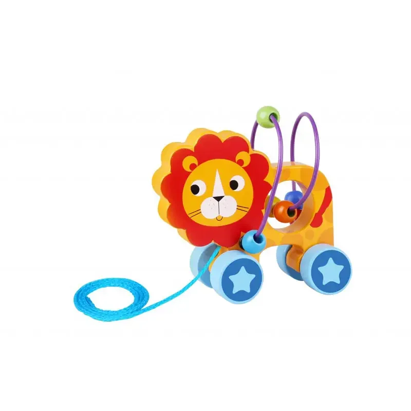 Φωτογραφία προϊόντος: Tooky Toy Ξύλινη Συρόμεno Λιοντάρι Με Χάντρες (TKE010)