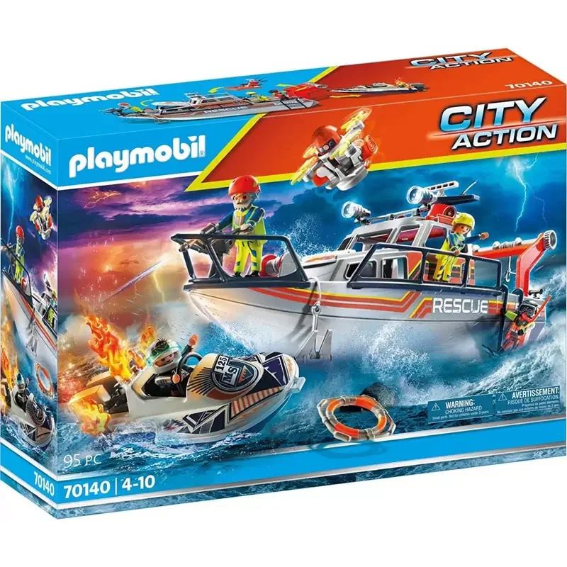 Φωτογραφία προϊόντος: Playmobil Επιχείρηση Πυρόσβεσης Με Σκάφος Διάσωσης (70140)