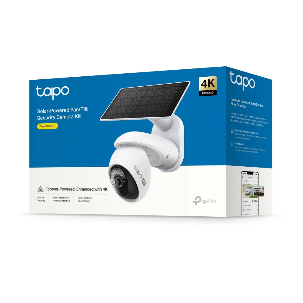 Φωτογραφία προϊόντος: ΤΡ-LΙΝΚ Tapo C660 KIT Camera Solar-Powered Pan/Tilt 4K 8MP (3840?2160), 10000mAh battery &Solar Panel