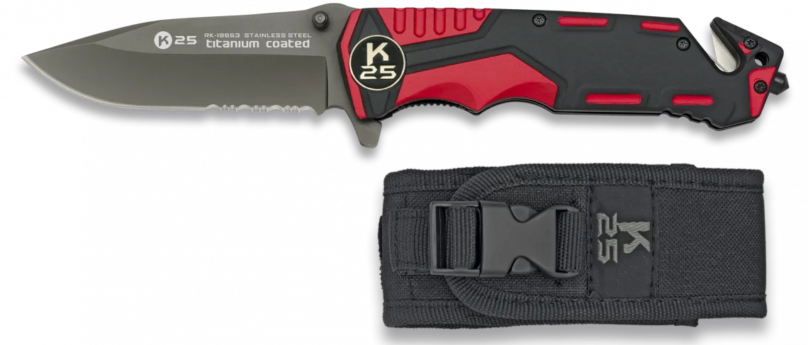 Φωτογραφία προϊόντος: ΣΟΥΓΙΑΣ K25,Tactical pocket knife,Rubbered aluminium/red,9.4 cm , 19653