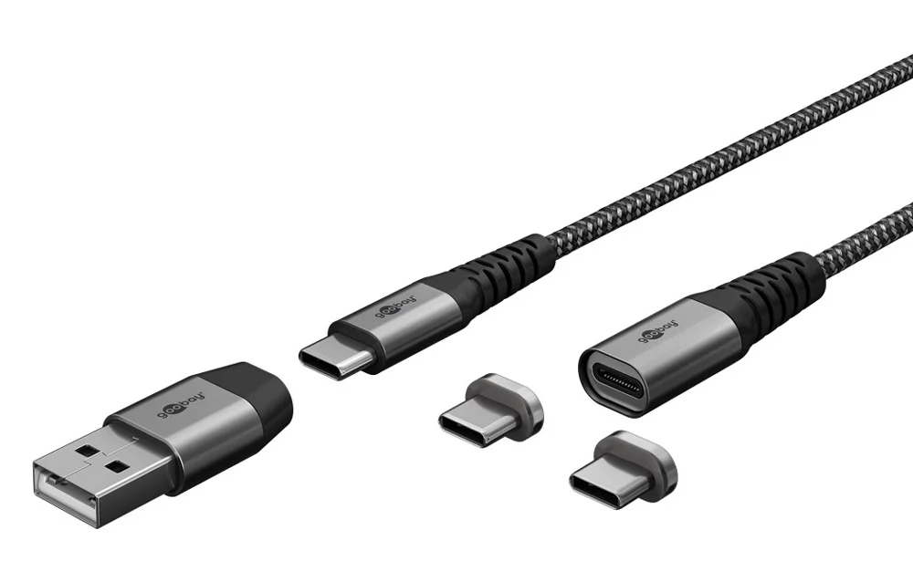 Φωτογραφία προϊόντος: GOOBAY καλώδιο USB/USB-C σε USB-C 65653, μαγνητικό, 60W, 1m, γκρι