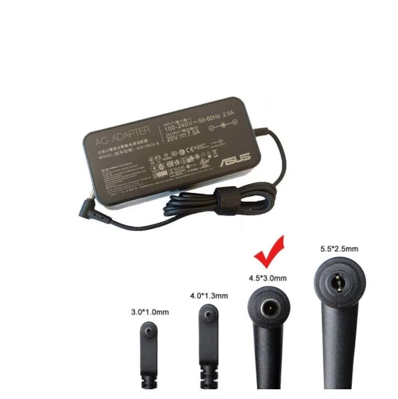 Φωτογραφία προϊόντος: Τροφοδοτικό Asus 20V 7.5A 150W 4.5*3.0mm με προαιρετικό καλώδιο τροφοδοσίας