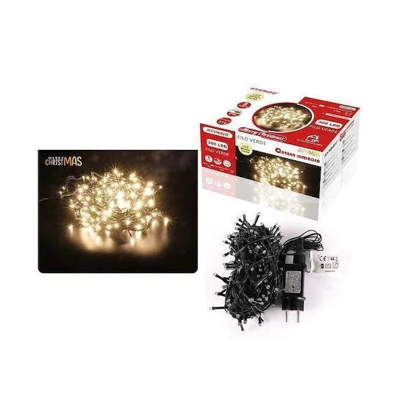 Φωτογραφία προϊόντος: OEM 300 Λαμπάκια LED 15μ Θερμό Λευκό σε Σειρά με Πράσινο Καλώδιο AN57305