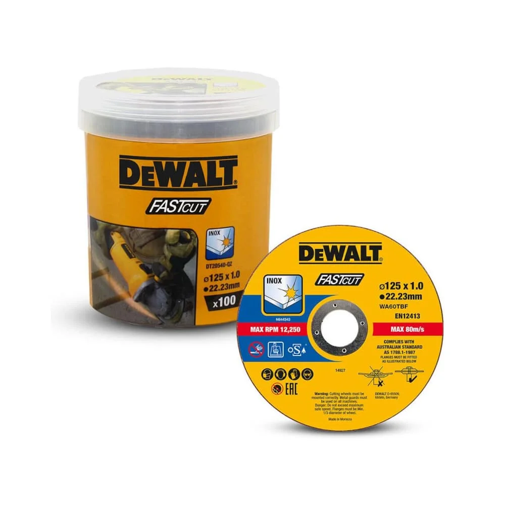 Φωτογραφία προϊόντος: ΔΙΣΚΟΙ ΚΟΠΗΣ INOX 1mm DeWALT 100ΤΜΧ (DT20540)