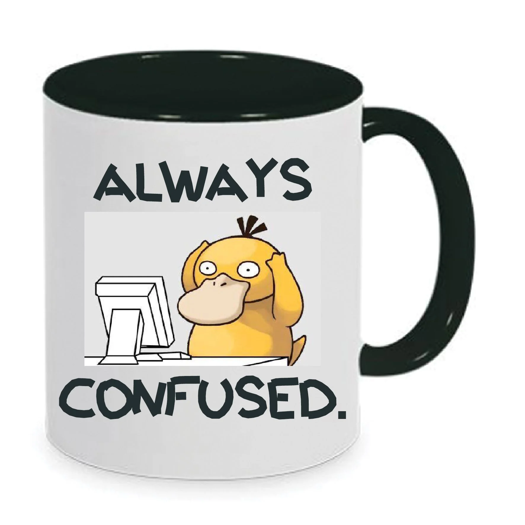 Φωτογραφία προϊόντος: Pokemon Psyduck κούπα πόκεμον no1 κεραμική λευκή μαύρη 330ml funny always confused