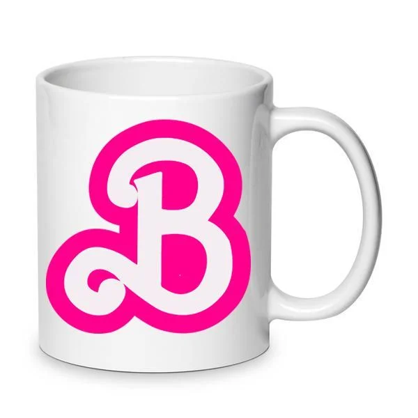 Φωτογραφία προϊόντος: Barbie b letter mug Μπάρμπι κούπα no7 new movie κεραμική 330ml