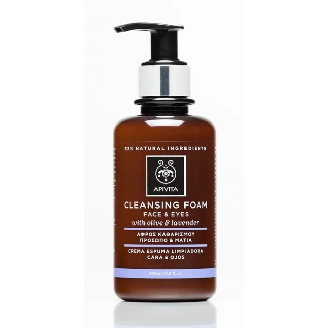 Φωτογραφία προϊόντος: Apivita Cleansing Κρεμώδης Αφρός Καθαρισμού για Πρόσωπο και Μάτια με Ελιά και Λεβάντα 200ml