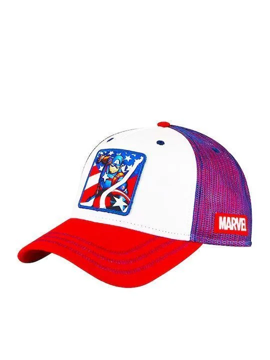 Φωτογραφία προϊόντος: Παιδικό Καπέλο Authentic Captain America Hat White Red Blue με ρυθμιζόμενο κούμπωμα