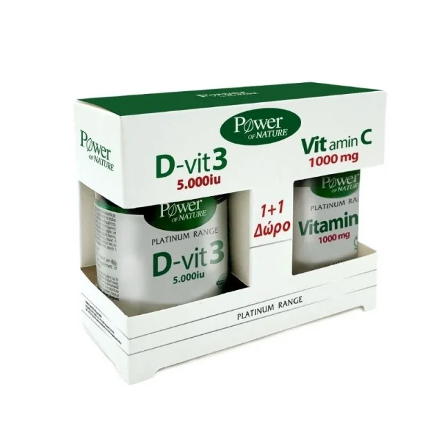 Φωτογραφία προϊόντος: Power Health Classics Platinum Range Vitamin D-Vit3 5000iu 60 ταμπλέτες +amp; Vitamin C 1000mg 20 ταμπλέτες