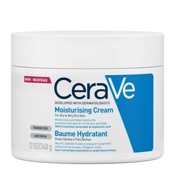 Φωτογραφία προϊόντος: CeraVe Moisturizing Cream, Ενυδατική Κρέμα Προσώπου και Σώματος με Ceramides και Υαλουρονικό Οξύ 340gr