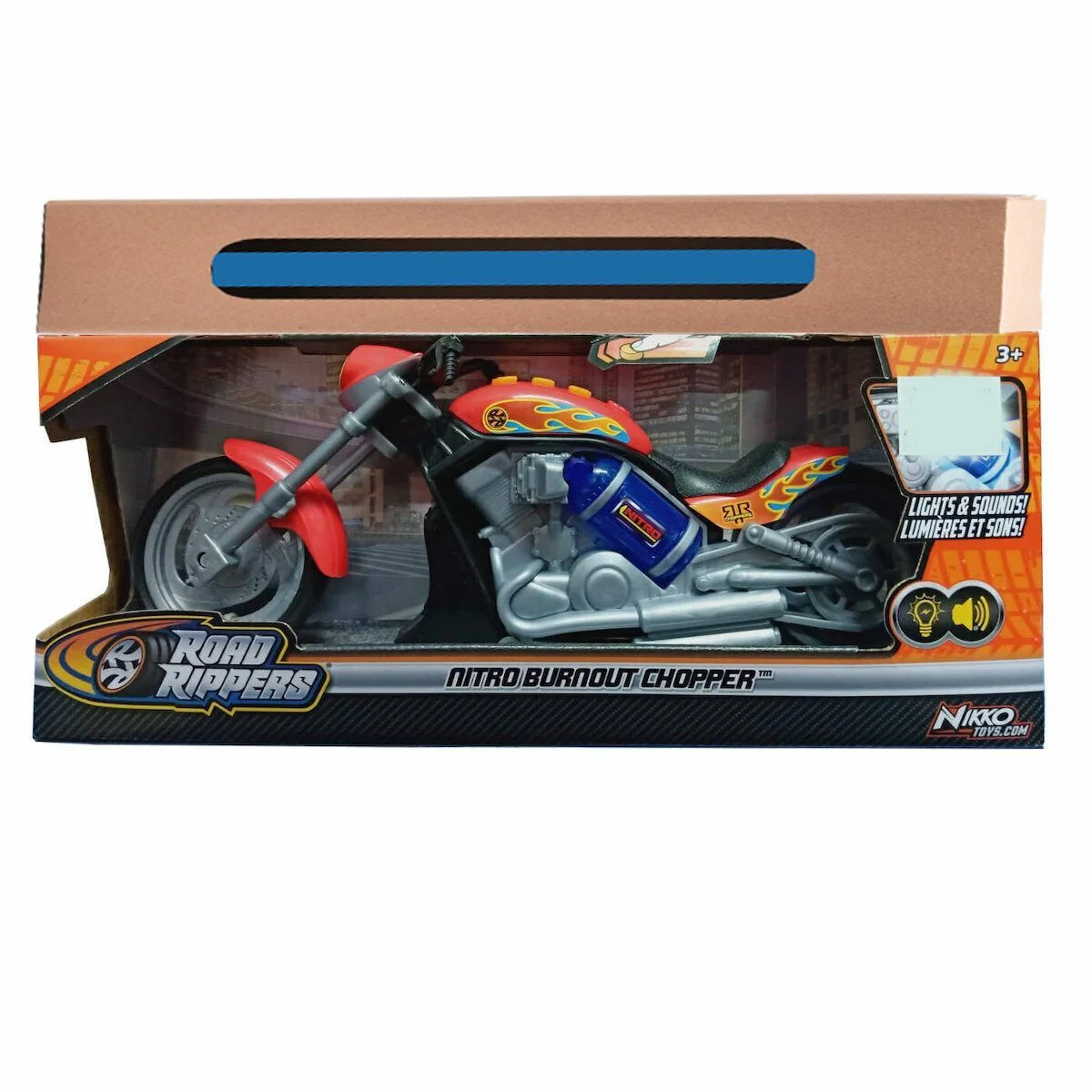 Φωτογραφία προϊόντος: Nitro Burnout Chopper Red Flames Road Rippers NIKKO μοτοσυκλέτα μηχανή και δώρο λαμπάδα