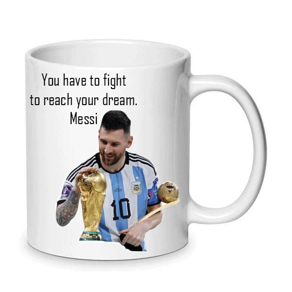 Φωτογραφία προϊόντος: Κούπα Lionel Messi κεραμική 330ml λευκή no7 Παγκόσμιος πρωταθλητής Μέσι