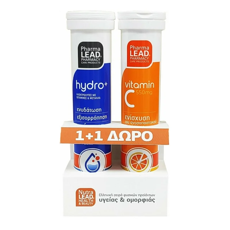 Φωτογραφία προϊόντος: Vitorgan Pharmalead Hydro+ Ηλεκτρολύτες +amp; Vitamin C 550mg 2×20 αναβράζοντα δισκία
