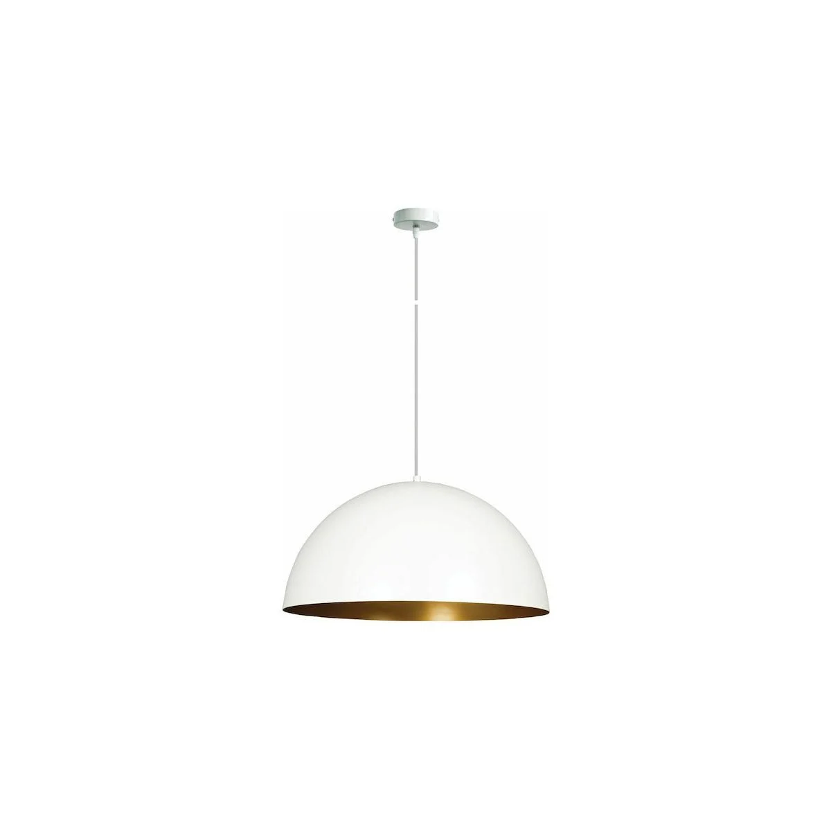 Φωτογραφία προϊόντος: VK Lighting VK/03153/PE/50/W-GD Κλασικό Κρεμαστό Φωτιστικό Μονόφωτο Καμπάνα με Ντουί E27 Λευκό