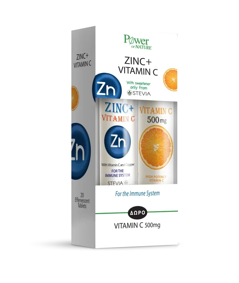 Φωτογραφία προϊόντος: Power Of Nature Zinc + Vitamin C Stevia +amp; Vitamin C 20+20