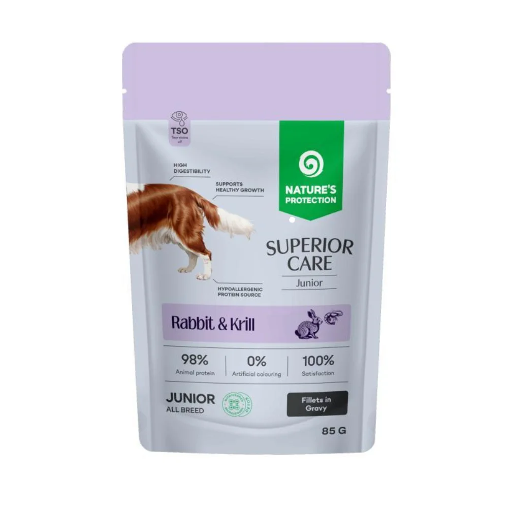 Φωτογραφία προϊόντος: Nature's Protection Nature s Protection Superior Care Grain Free Υγρή Τροφή με Κουνέλι + Krill για Junior Σκύλους 85gr