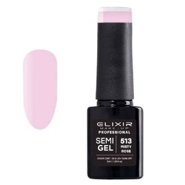 Φωτογραφία προϊόντος: Elixir Professional Semi Gel Ημιμόνιμο Βερνίκι Νυχιών 513 Misty Rose Ροζ Κουφετί 5ml