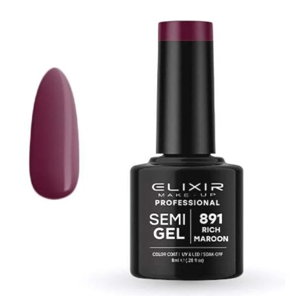 Φωτογραφία προϊόντος: Elixir Professional Semi Gel Ημιμόνιμο Βερνίκι Νυχιών 891 Rich Maroon Μπορντώ Κρασιού 8ml