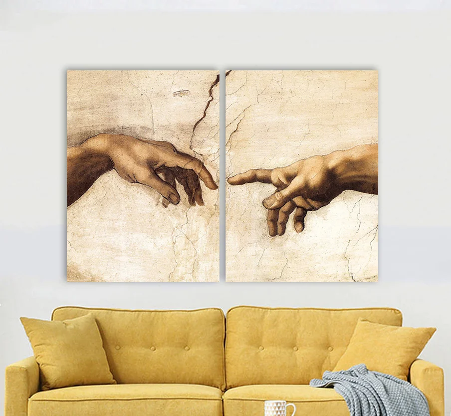 Φωτογραφία προϊόντος: Πίνακας σε καμβά The creation of Adam Michelangelo δίπτυχος