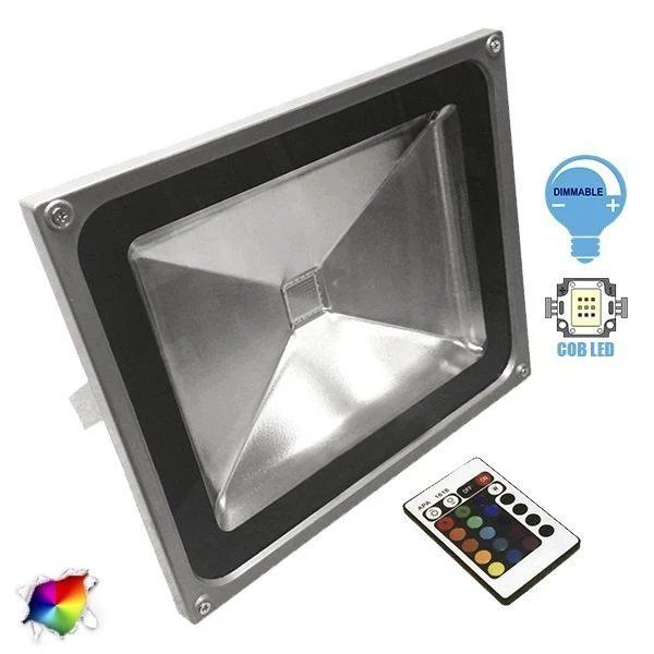 Φωτογραφία προϊόντος: [:el]Προβολέας LED 50Watt, 230V, 180°, RGB με Ασύρματο Χειριστήριο[:en]LED Floodlight Slim 50Watt, 230V, 180°, RGB with Wireless Controller[:]