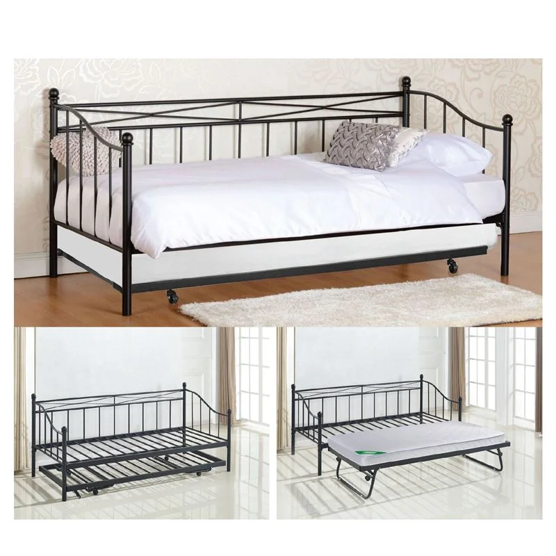Φωτογραφία προϊόντος: MARIN Daybed Κρεβάτι (90x190) + Βοηθητικό Κρεβάτι (85x185) Μέταλλο Βαφή Μαύρο