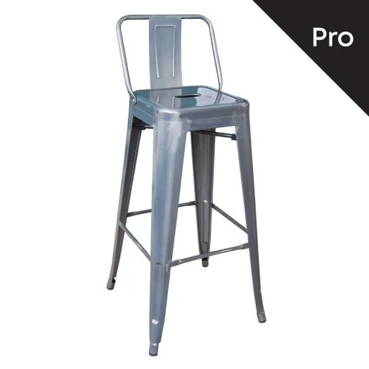 Φωτογραφία προϊόντος: RELIX Σκαμπό Bar-Pro με Πλάτη, Μέταλλο Βαφή σε Απόχρωση Metal με Διακοσμητική Σκουριά