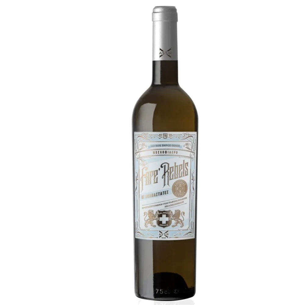 Φωτογραφία προϊόντος: Fare Rebels Astir X Winery, 2019, ΛΕΥΚΟΣ, 750ml, Ξηρός Οίνος, Ποικιλία Μοσχοφίλερο, Καλαμάτα