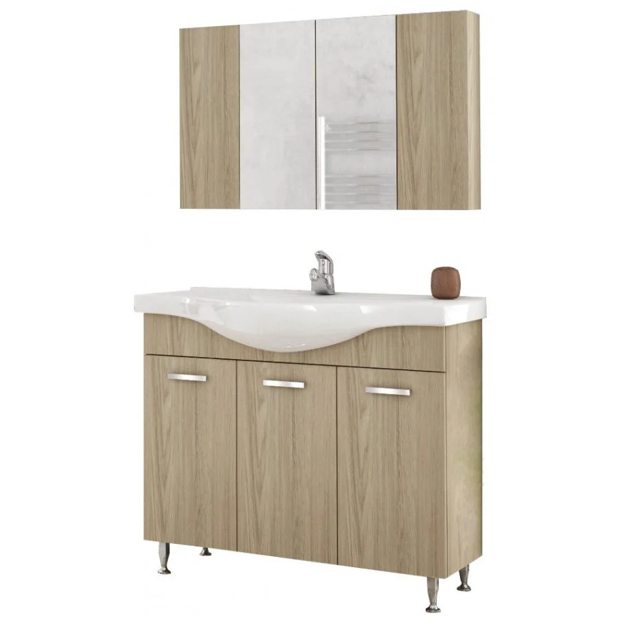 Φωτογραφία προϊόντος: Drop Luna 100 Kraft Wood Σετ Μπάνιου Με Επιδαπέδια Βάση Επίπλου