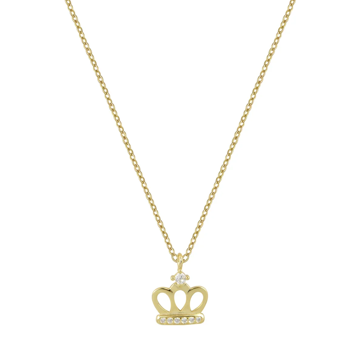 Φωτογραφία προϊόντος: Peach Jewelry Κολιέ από Επιχρυσωμένο Ασήμι 925 Κορώνα με Ζιργκόν Λευκό