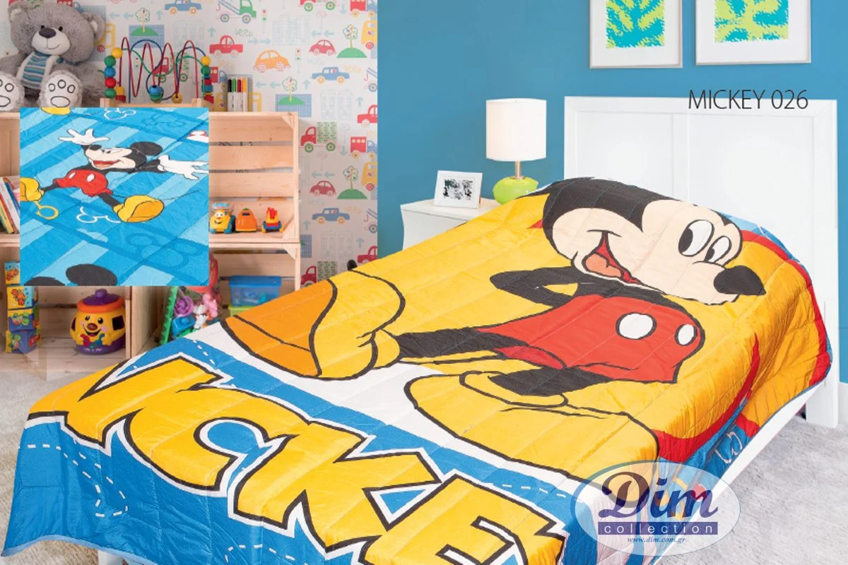 Φωτογραφία προϊόντος: Κουβερλί Διπλής Όψεως Μονό 160x250εκ. Mickey 026 Digital Print Disney Dimcol