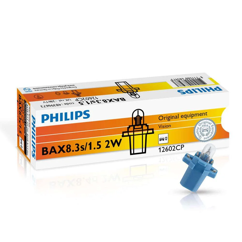 Φωτογραφία προϊόντος: PHILIPS BAX BAX8.3s/1.5 2W 12V Μπλε (12602CP) 1τμχ
