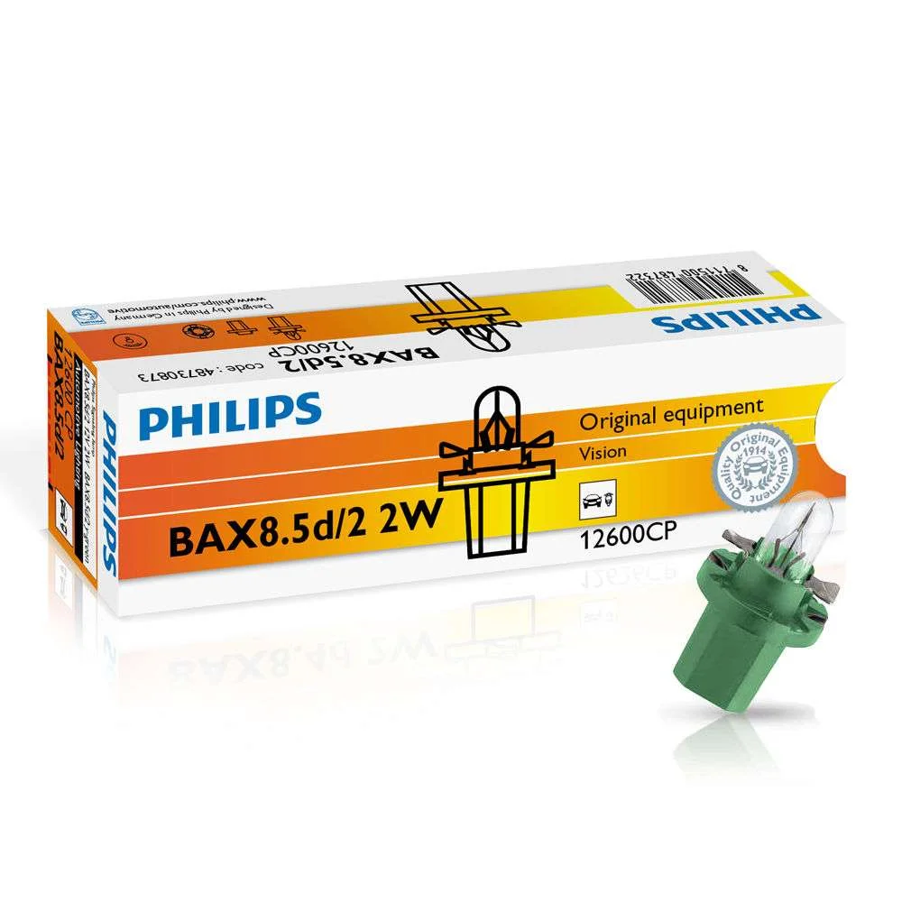 Φωτογραφία προϊόντος: PHILIPS BAX BAX8.5d/2 2W 12V Πράσινο (12600CP) 1τμχ