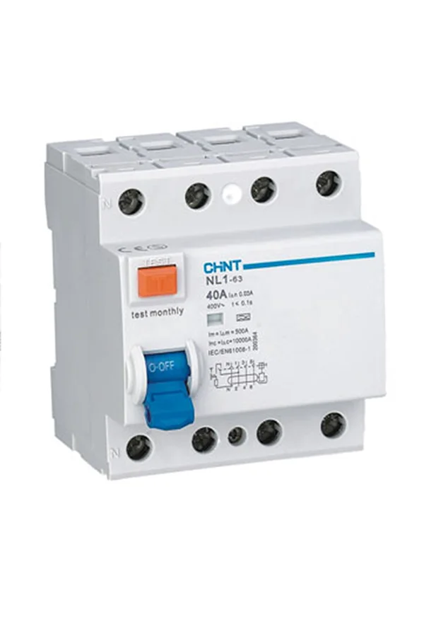 Φωτογραφία προϊόντος: Ρελέ διαρροής Chint τύπου Β 4 πόλοι 40Α 10ΚΑ 49010