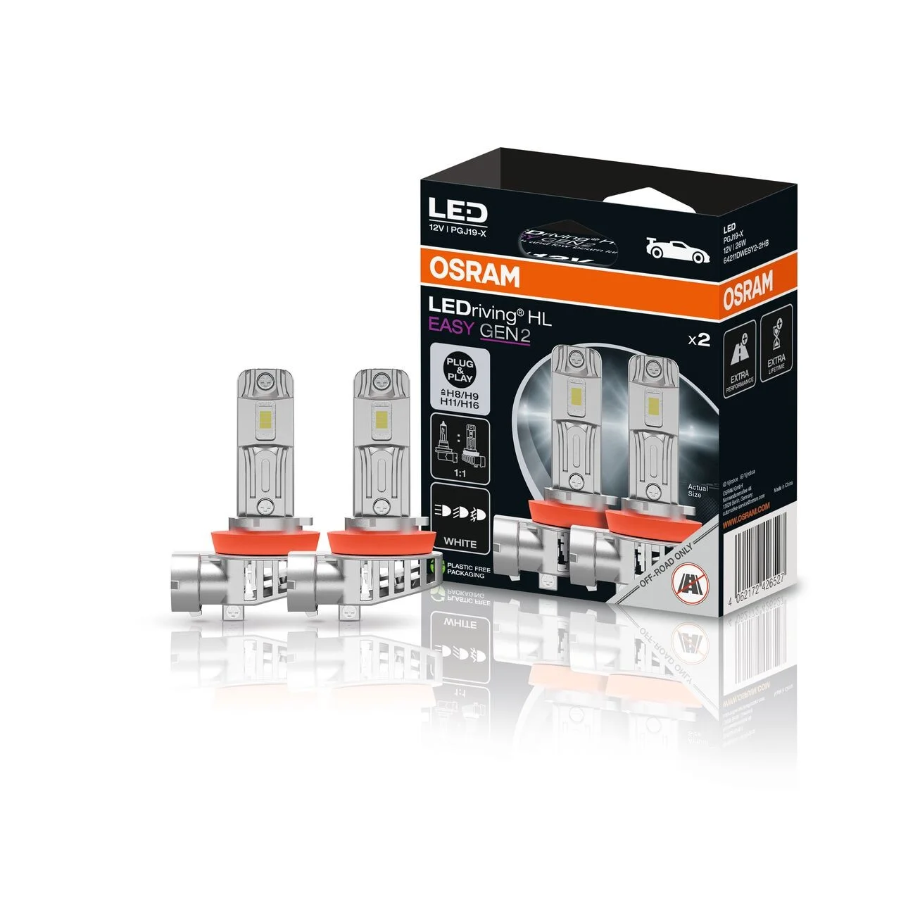 Φωτογραφία προϊόντος: Σετ Λάμπες LED OSRAM LEDriving® HL EASY Gen.2 H8 / H9 / H11 / H16 12V 8.2W 6500K Cool White Duo (2 Τεμάχια)