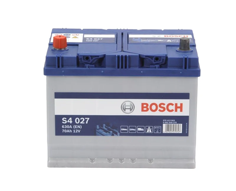 Φωτογραφία προϊόντος: Bosch S4027 – Μπαταρία Αυτοκινήτου 12V 70Ah 630A (EN) – 260×173×225 mm Α+