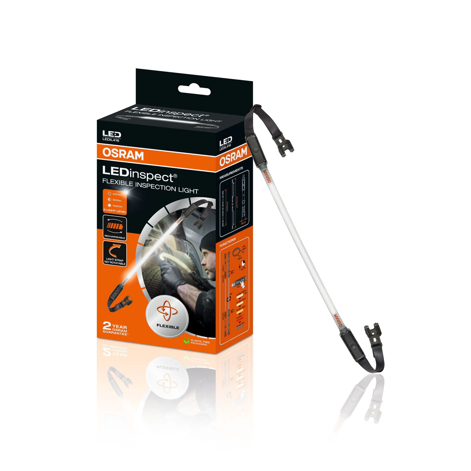 Φωτογραφία προϊόντος: OSRAM LEDinspect FLEXIBLE INSPECTION LIGHT – Εύκαμπτος LED Φωτισμός Εργασίας με USB-C Φόρτιση & Λειτουργία Red-Light (1τμχ)