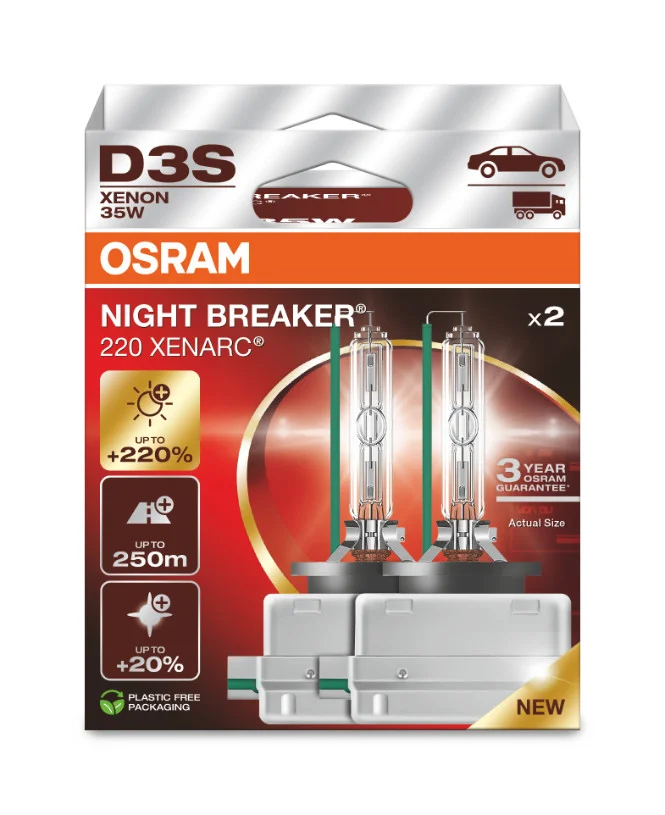 Φωτογραφία προϊόντος: D3S 12/24V 35W OSRAM XENARC® NIGHT BREAKER® LASER +220% Περισσότερο Φως 2 τμχ