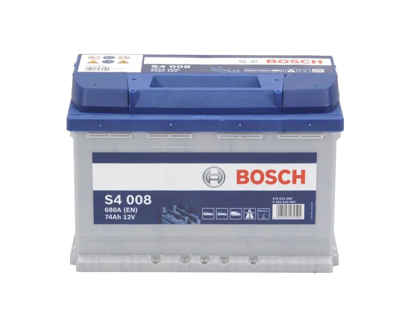 Φωτογραφία προϊόντος: Bosch S4008 – Μπαταρία Αυτοκινήτου 12V 74Ah 680A (EN) – 278×175×190 mm Δ+