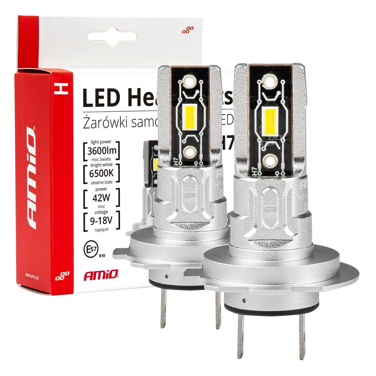 Φωτογραφία προϊόντος: LED Headlight H7 H-mini AMiO 2τεμαχια 42W 9-18V 6500K 3600lmns
