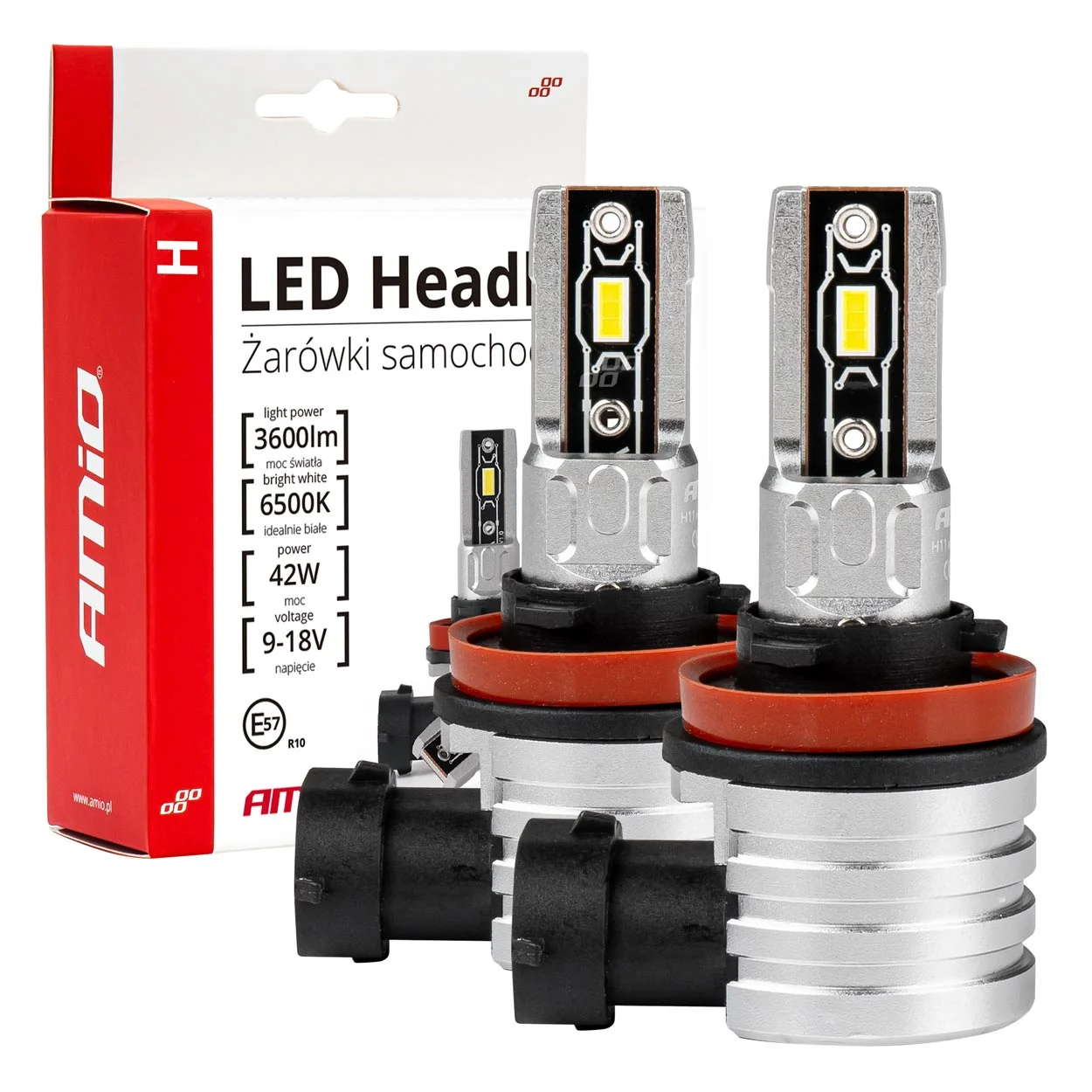Φωτογραφία προϊόντος: LED Headlight H8/H9/H11 Amio 2τμχ 42W 6500K 3600lm 03333