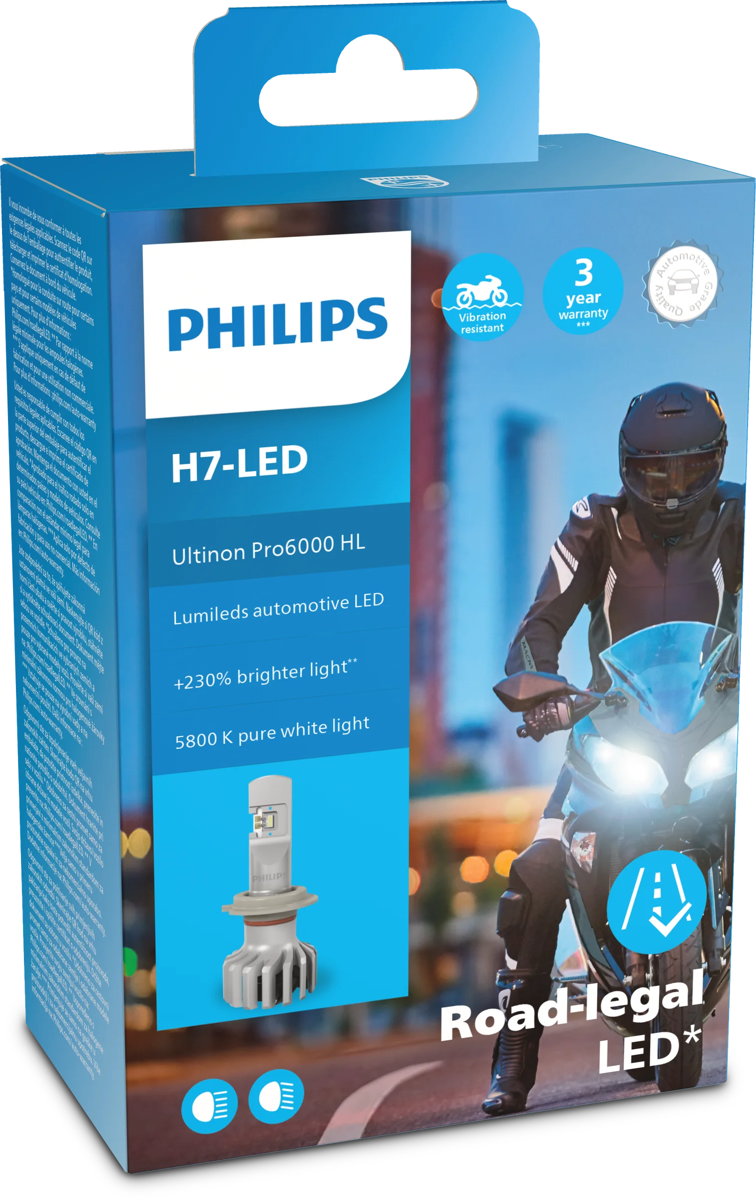 Φωτογραφία προϊόντος: Philips Λάμπες Μοτοσυκλετας Ultinon Pro6000 H7 LED 5800K Ψυχρό Λευκό 12V 20W 1τμχ