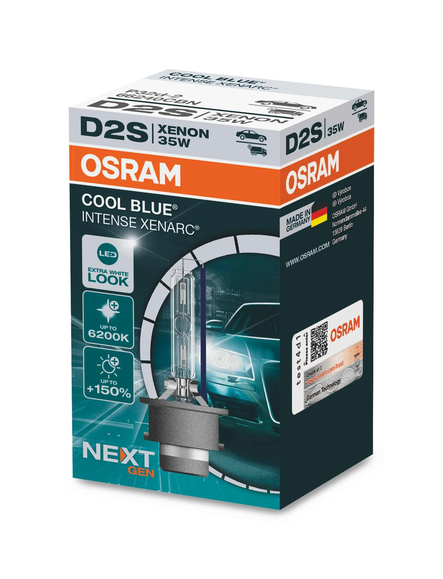 Φωτογραφία προϊόντος: Λάμπα Osram D2S Xenarc Cool Blue Intense NextGen 12V/35W +150% 1τμχ