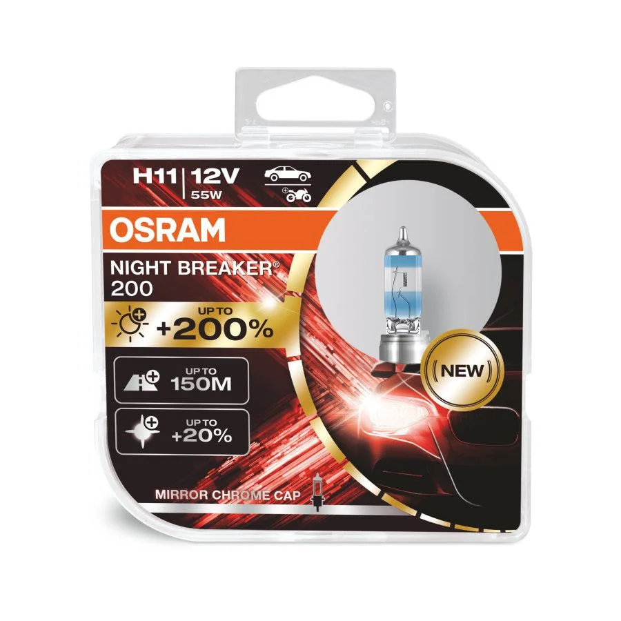 Φωτογραφία προϊόντος: Osram Λάμπες Night Breaker +200% H11 Αλογόνου 12V 55W 2τμχ-64211NB200-HCB